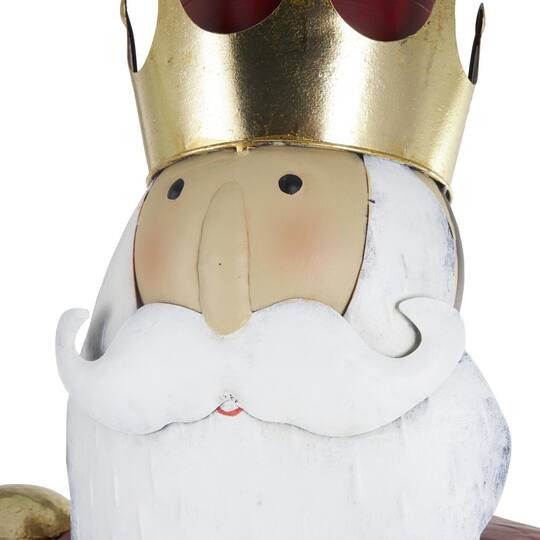 52.5" Red Standing Nutcracker with Drum Metal Sculpture
